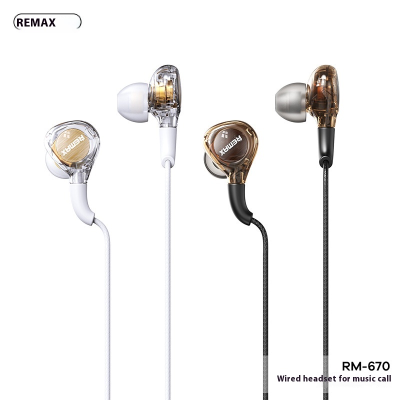 REMAXMobile Phone Wired Earphones In-ear Transparent Music Earphones Wired HIFIHigh-fidelity Noise Reduction Call Earphones