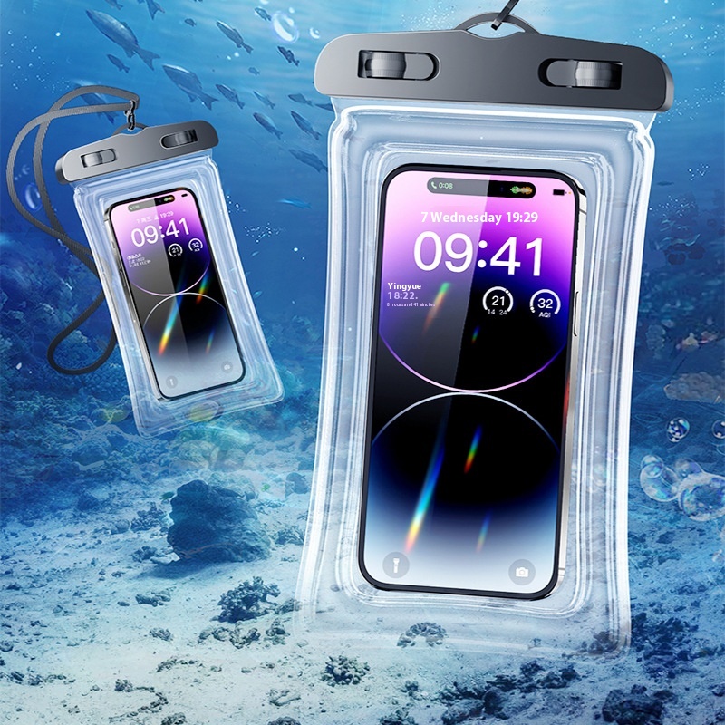 Simple Style Touch Screen Swimming Dedicated Mobile Phone Waterproof Bag Hot Spring Transparent Sealed Bag Lanyard Hanging Neck Swimming Equipment
