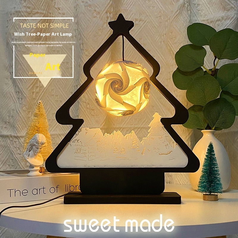 Creative Gift Paper Sculpture Lamp Christmas Tree DIYHandmade Homestay Ornaments3 DStereo Light And Shadow Paper Art Lamp Customization