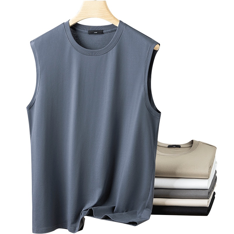 Cotton Men's Tank Top270g Loose Solid Color Summer Sports Sleeveless T-shirt