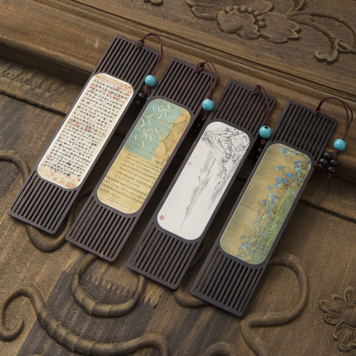 Chinese Style Creative Retro Business Cultural Company Gift Set Souvenir Hollow Wooden Ancient Style Bookmark