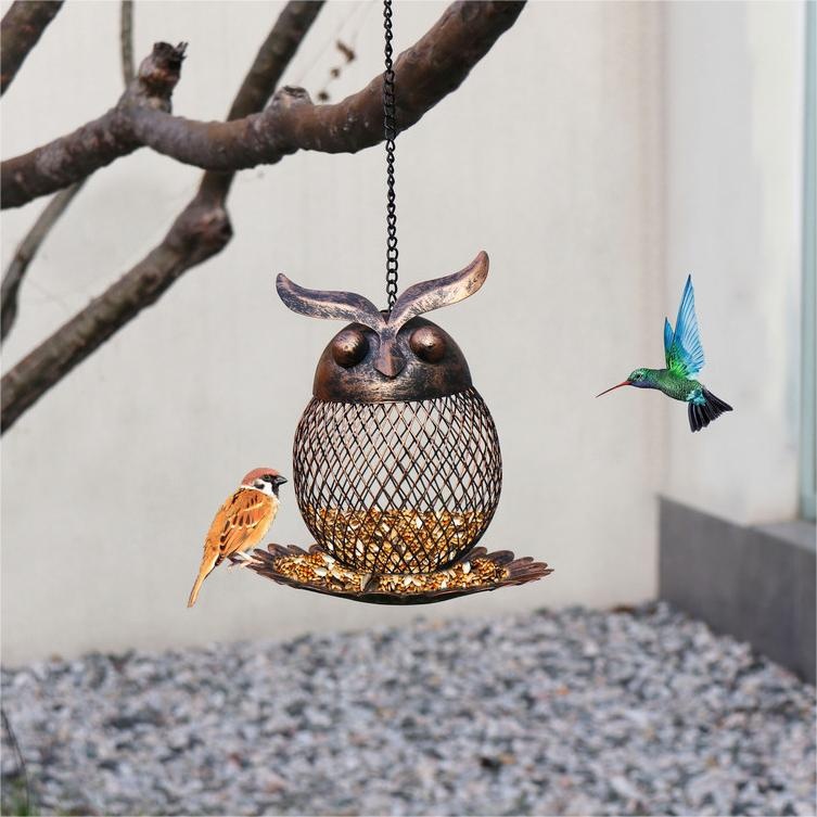 Metal Owl Bird Feeder Garden Metal Hanging Bird Feeder Hummingbird Feeder