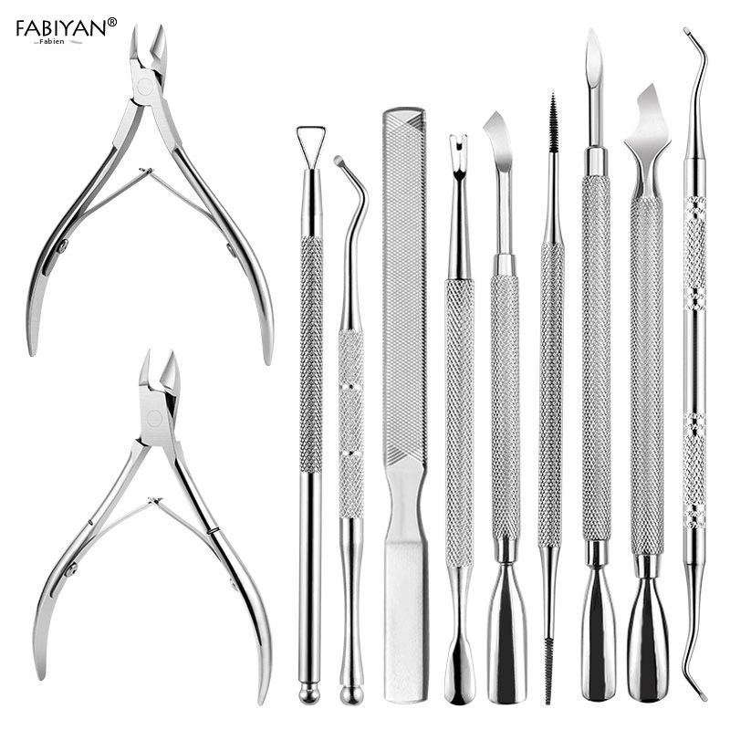 Stainless Steel Cuticle Scissors Set Double-headed Steel Nail Remover Nail Scraper Nail File Cuticle Pliers Manicure Tool Set