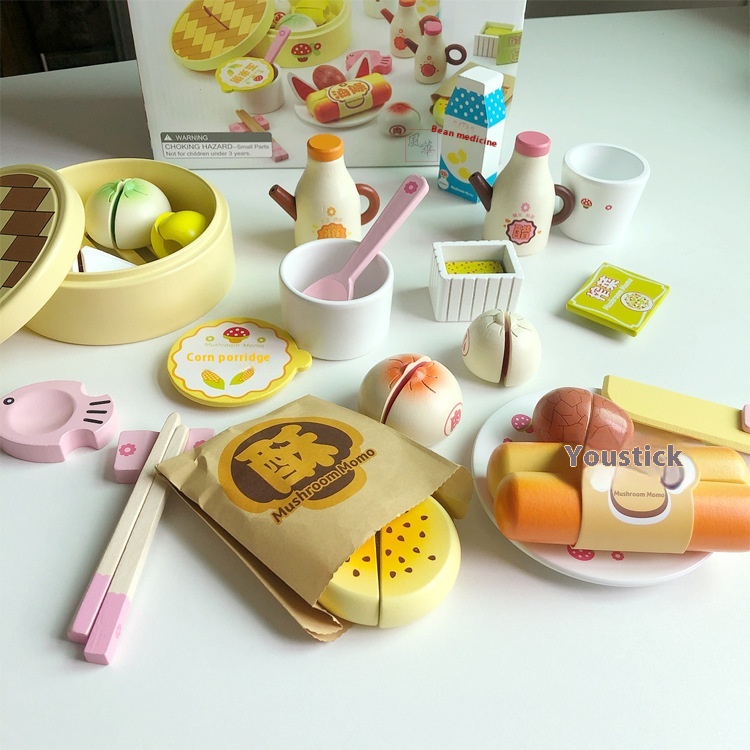 Wooden Pastry Brunch Toys Fruits And Vegetables Cut And See Magnets Cut And Play House Girl Kitchen Toys