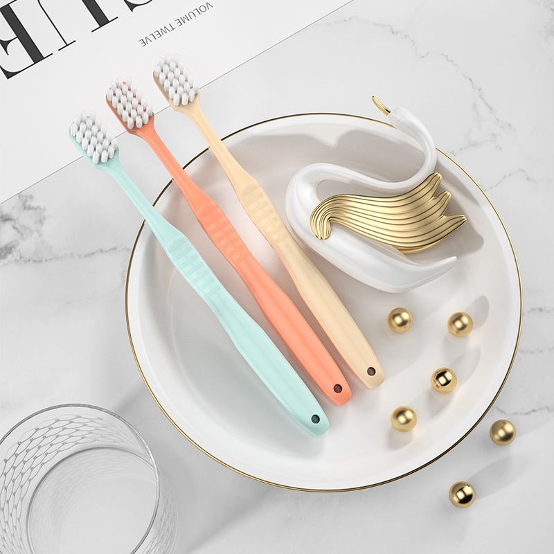 Macaron Wide Head Couple Toothbrush3 Pack Candy Color Household Adult Soft Bristle Toothbrush S