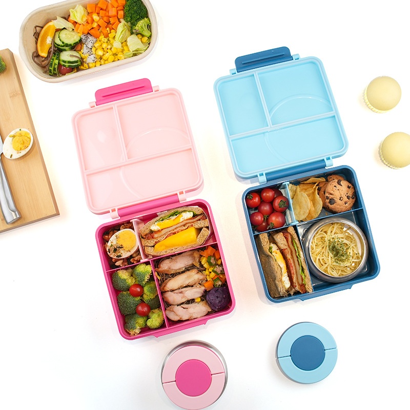 Lunch Box Stainless Steel Bowl Lunch Box Plastic Lunch Box Microwaveable Compartment Lunch Box Children's Lunch Box