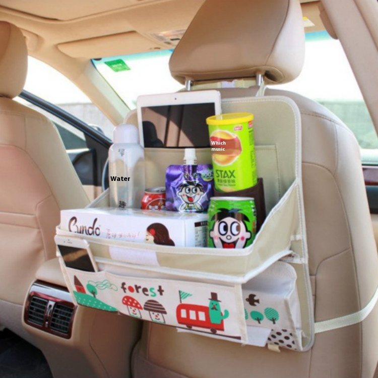 Car Seat Back Storage Bag Cartoon Cute Storage Bag Car Dining Table Hanging Bag Car Interior Supplies