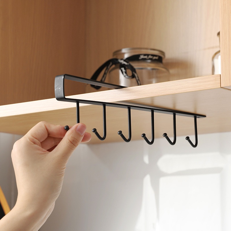 Punch-free Kitchen Spatula Soup Spoon Rack Storage Traceless Nail Door Hook Dipped Six-link Hook