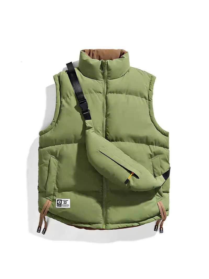 Cotton-padded Jacket Men's Double-sided Sleeveless Vest Winter All-match Warm Coat Stand Collar Casual Cotton-padded Clothes Y For Couples