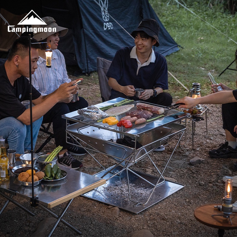 Large Thickened Stainless Steel BBQGrill-Foldable Bonfire Rack For Parties,Team Building,And Camping