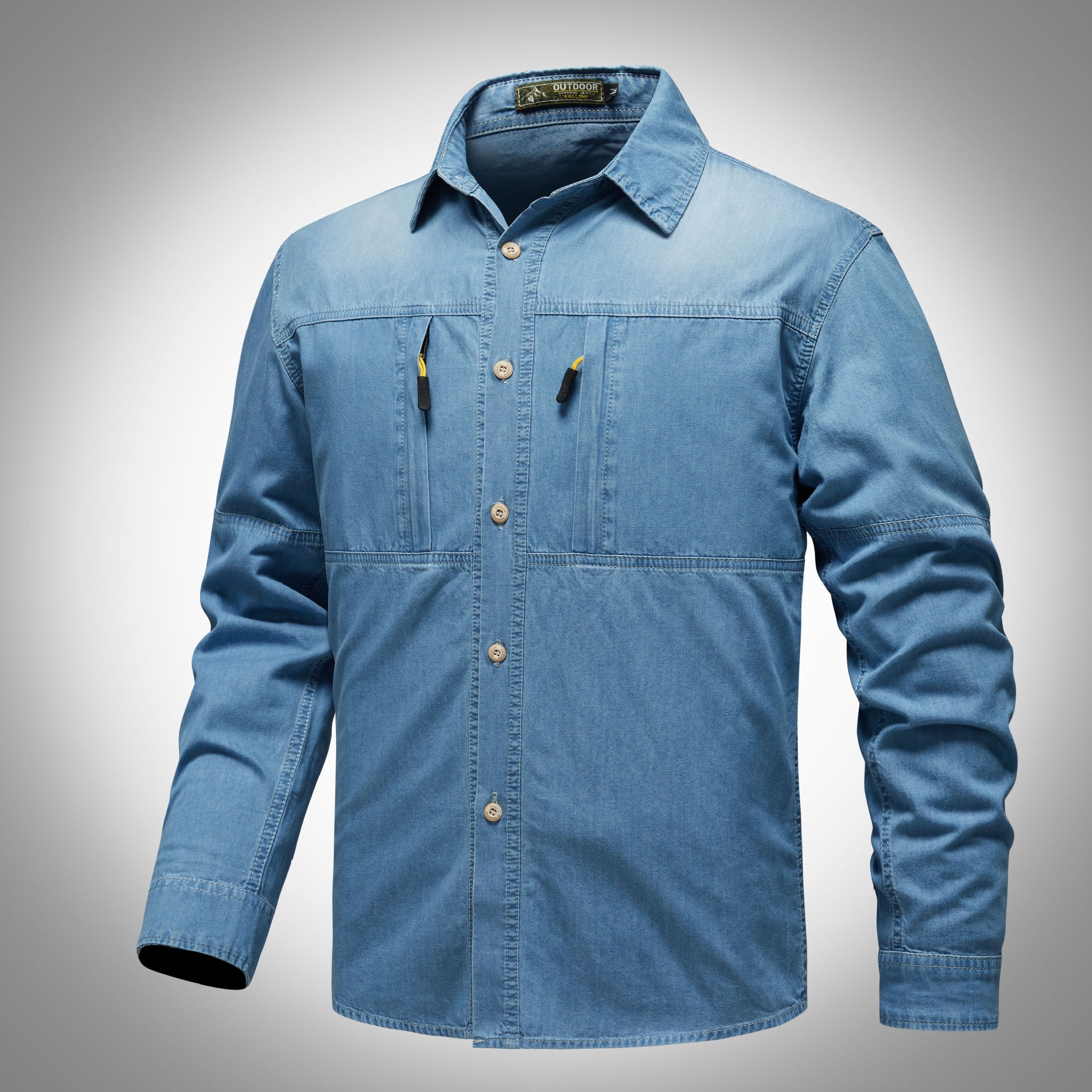 Tb Shirt Men's Vintage Cotton Denim Shirt Men's Shirt Long Sleeve Men's Shirt European And American Men's Shirt Men