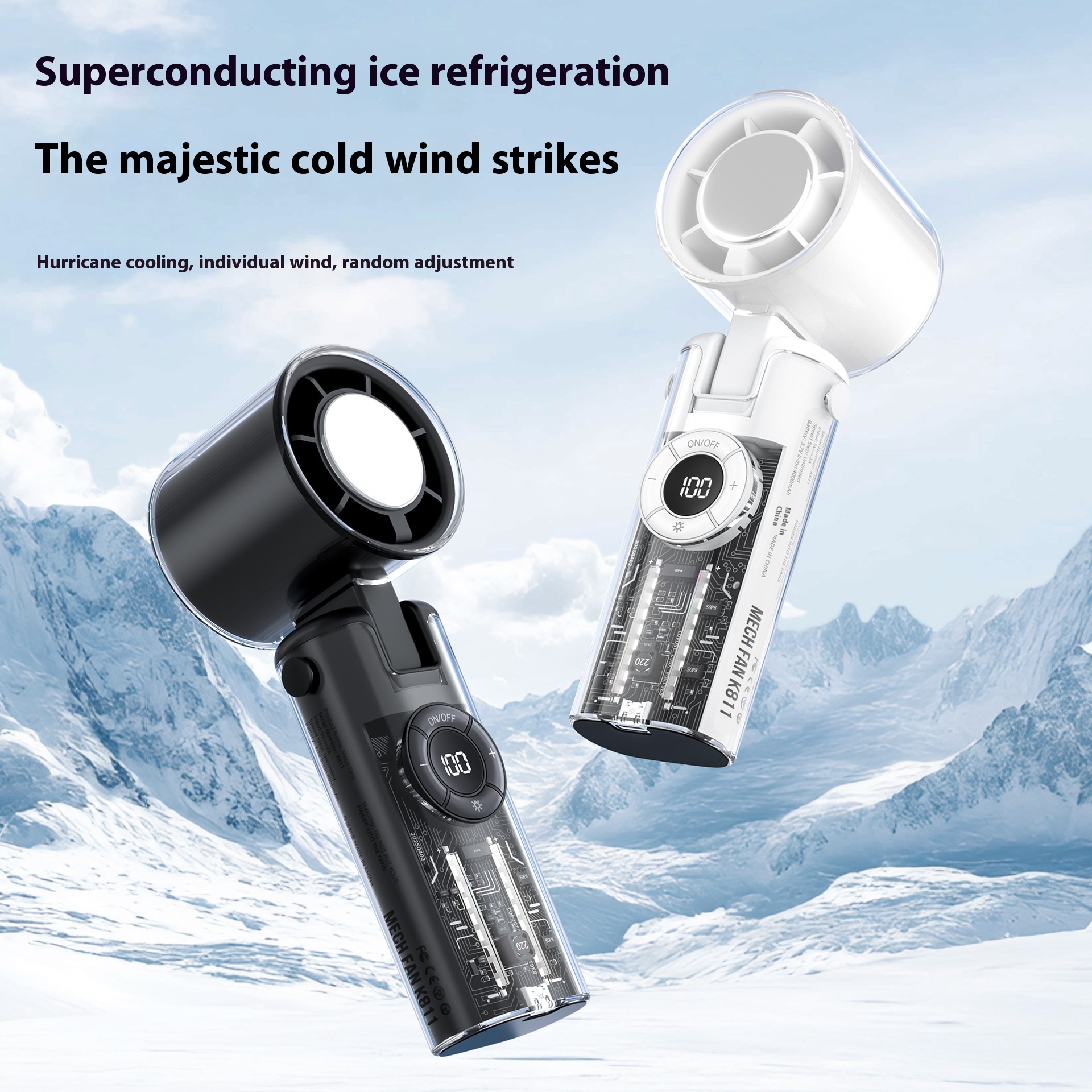 Transparent Folding Handheld Cooling Fan Portable Mini Fan Mecha Style Transparent High-Speed Fan