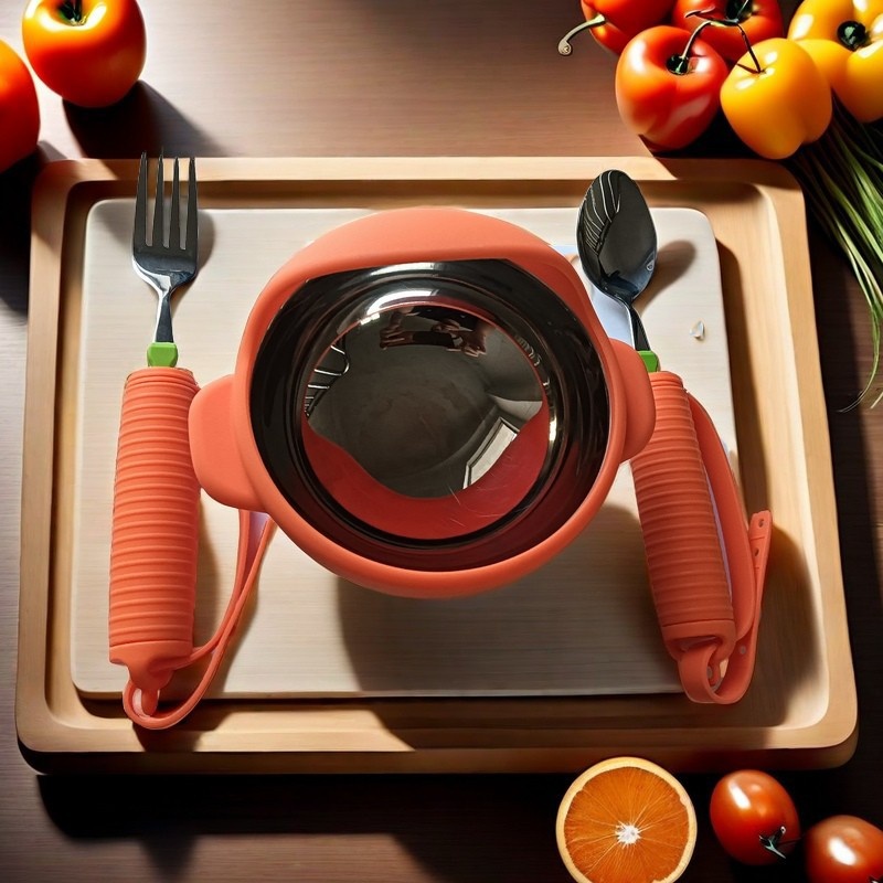 Tableware Set Fork, Spoon And Bowl Three-Piece Set Anti-Shake Spoon Feeding Spoon For The Elderly Stainless Steel Thickeneded Western Food Western Style