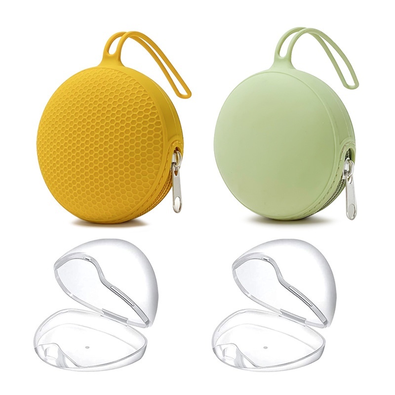 Pacifier Storage Box Round Baby Pacifier Bag Transparent Stand Portable Travel Zipper Silicone Storage Bag