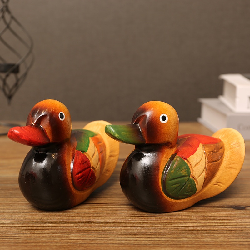 Wooden Mandarin Duck Ornaments Living Room Bedroom TVCabinet Bedside Table Decorations Wedding Room Anniversary Gift