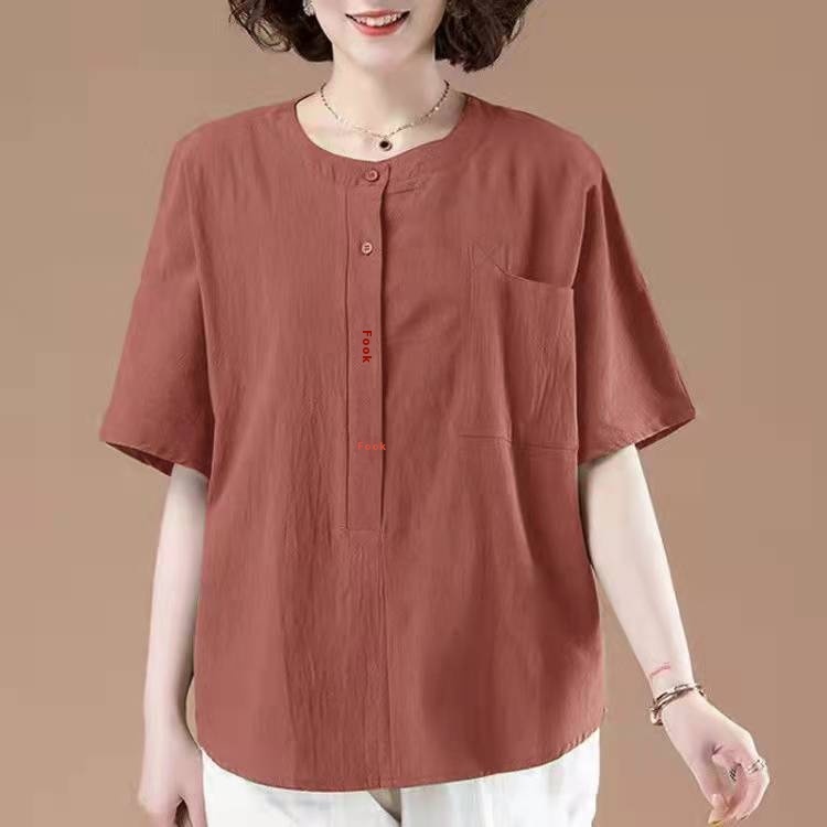 Short-sleeved T-shirt Women's Plus Size Women's Spring And Summer Middle-aged Mother Loose Belly Covering Shirt Top