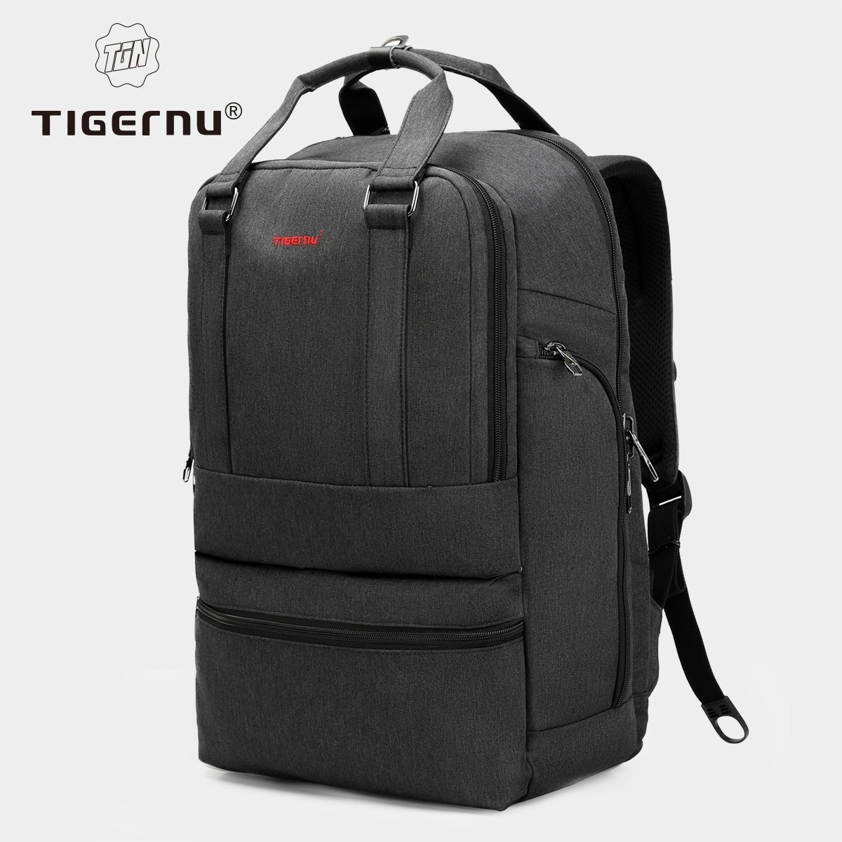 Tigernu Casual Water-repellent Oxford Cloth Backpack Men's USBCharging Side Opening Anti-theft Laptop Bag