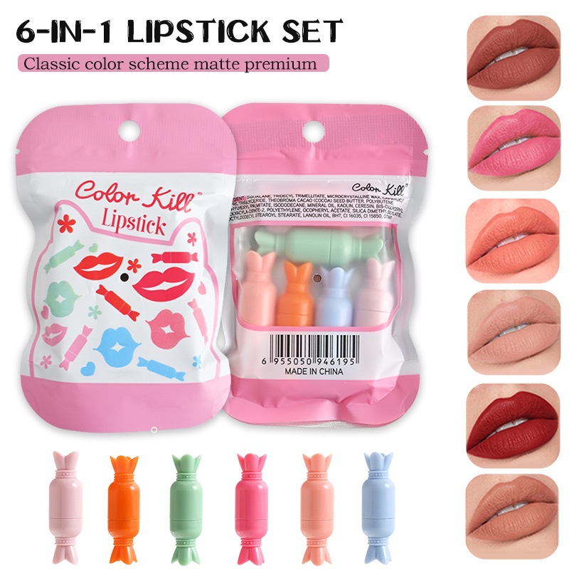 Six-color Mini Lipstick Candy 6-color Matte Compact Lipstick Suit Direct