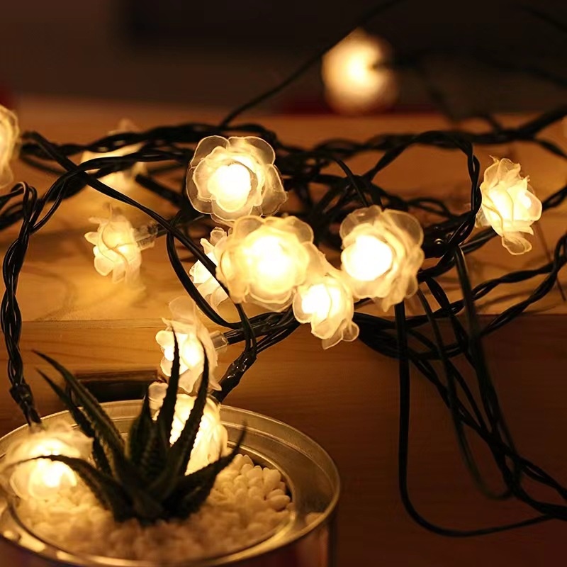 Outdoor Solar Rose Light String LEDCourtyard Garden Decoration Camping Tent Atmosphere Festival Lights