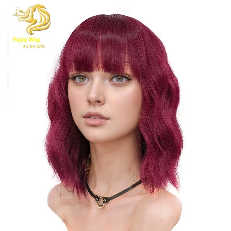 European And American Foreign Trade Money Neat Bangs Short Roll Water Ripple Chemical Fiber Wig Headgear Short Curly Wig