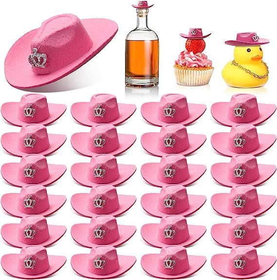 Mini Cowboy Hat Crown Small Hat Pink Miniature Cute Doll Hat Wedding Birthday Ornaments