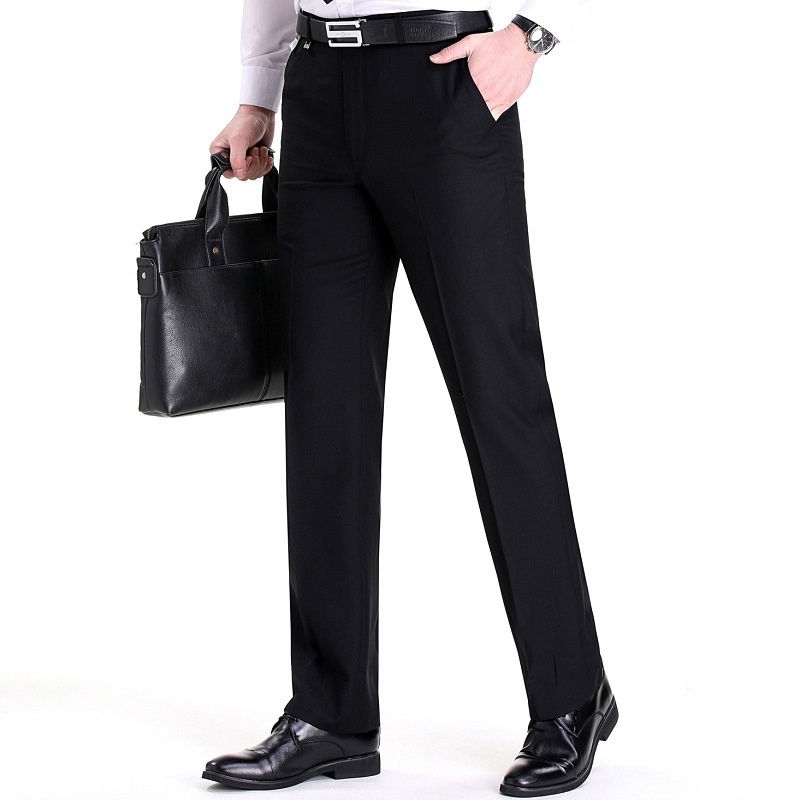 Spring And Summer Wool Trousers Men's High-end Business Formal Loose Non-iron Trousers Young Middle-aged Wool Suit Trousers