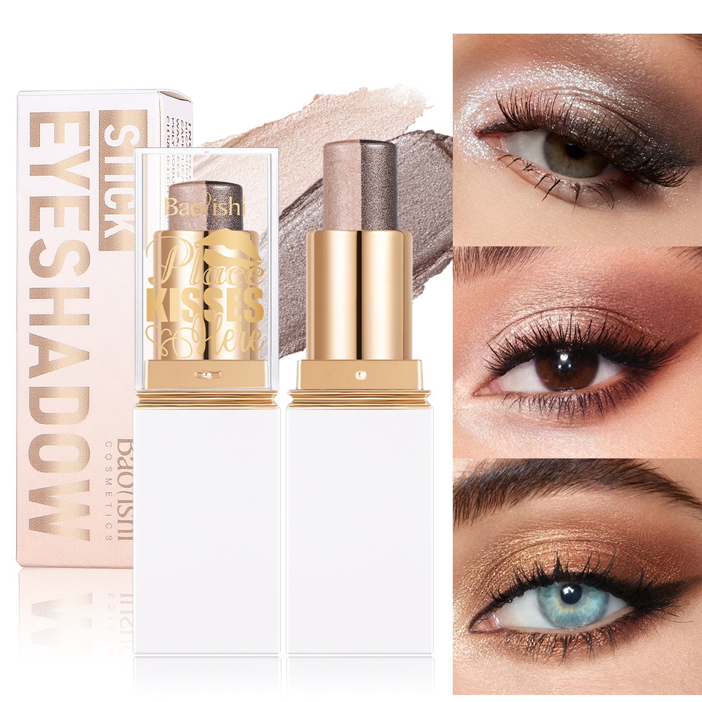 Eye Shadow Stick Two-color Makeup Explosions BAOLISHI Eye Shadow Six-color Flash Pearl Fine Flash Eye Shadow Stick