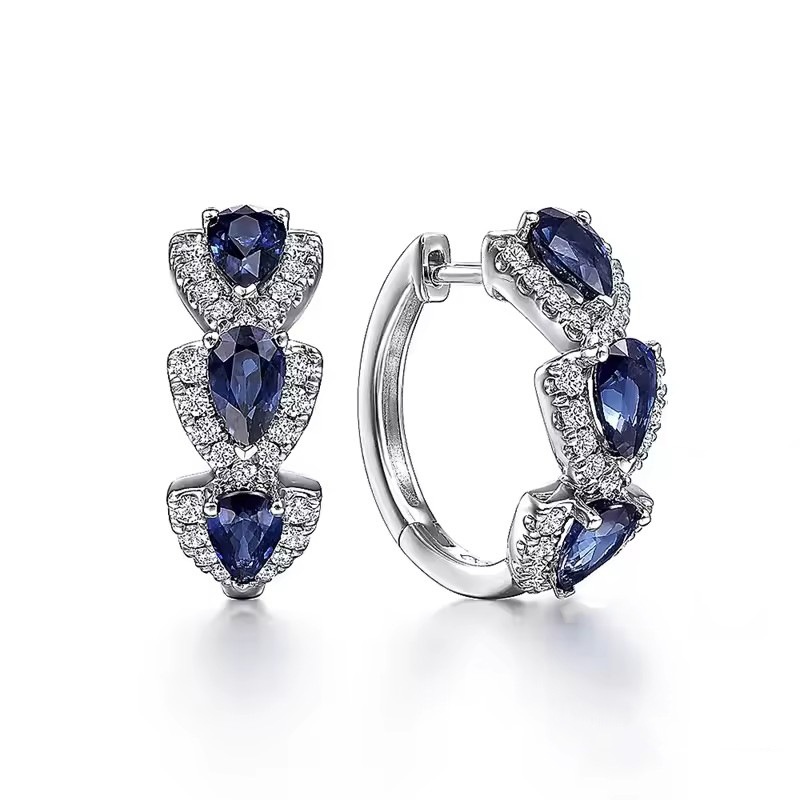 Hot Color Zircon Earrings Europe And America Elegant Socialite Teardrop Magazine Ear Buckle