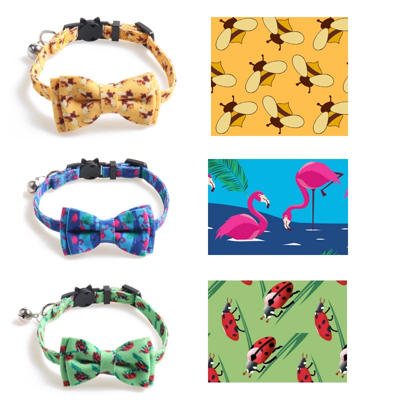 Aminger Pet Collar Animal Cat Collar Flamingo Ladybug Bee Cat Collar With Bell