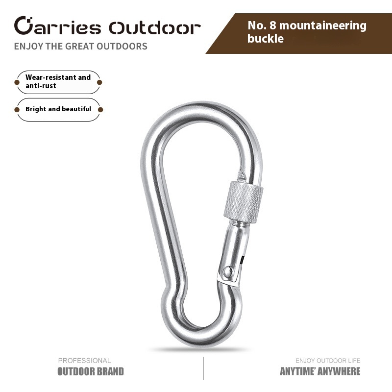 Outdoor Iron Gourd-shaped Mountaineering Buckle Spring Buckle Rock Climbing Quick Hanging Buckle Silver No.8 Water Bottle Buckle Mountaineering Backpack Buckle