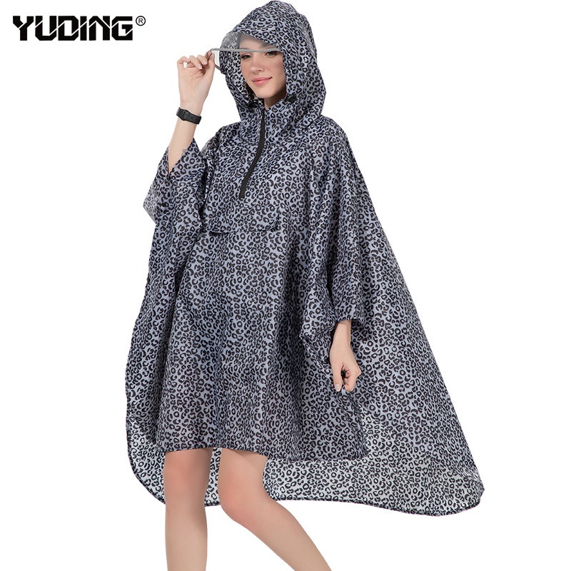 Foreign Trade Export Adult Fashion Leopard Print Cape Female Hiking Bicycle Raincoat Student Outdoor Raincoat