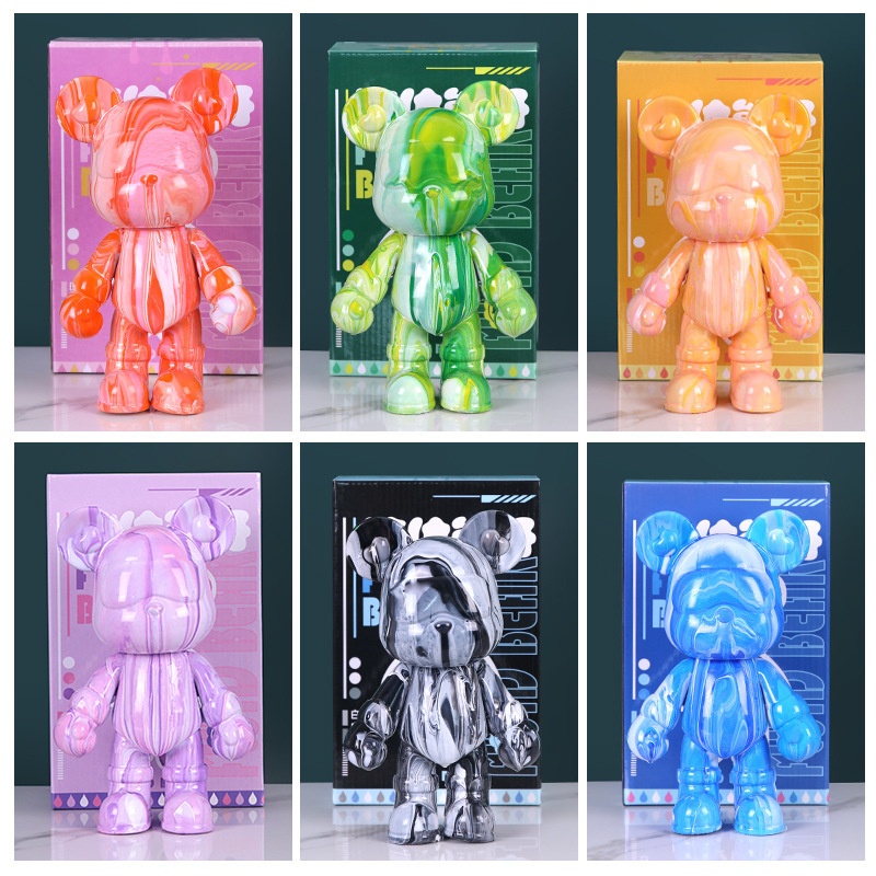 Internet Celebrity Fluid Bear Handmade Diy Material Homemade White Embryo Ornaments Pigment Violent Bear Dye Painting Bear Gift