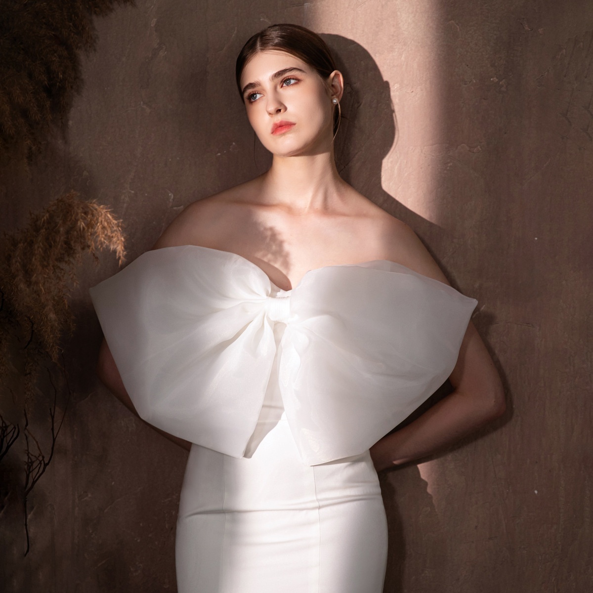 Xinmeiji European And American White Mesh Big Bow Bridal Jewelry Wedding Dress Accessories V325