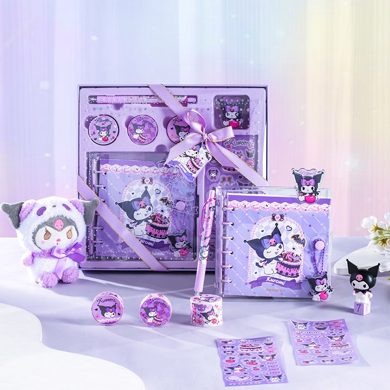 Yuemu Sanrio Kuromi Handbook Gift Box Set Student Girl Heart Grid Square Notebook Handbook