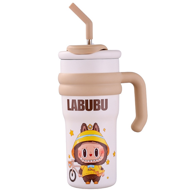 Big Mac 316 Thermos Cup, High-Looking Vacuum Car Cup, Portable Double Drinking Cup, Handle, Straw, Ice Cup