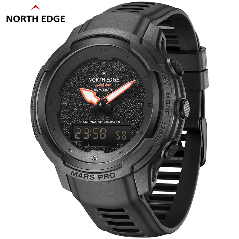 Outdoor Sports Watch Mountaineering Swimming Waterproof Electronic Watch Carbon Fiber Altitude Pressure Compass Alarm Watch Men