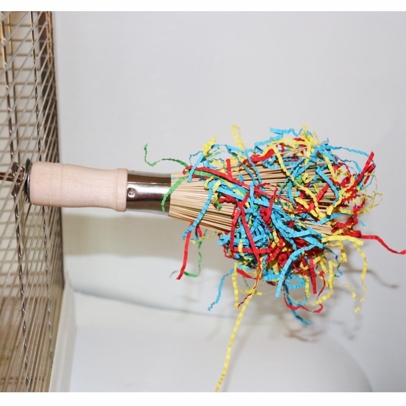 Parrot Toy Stand Stick Stand Pole Perch Colored Shredded Paper Puzzle Bird Supplies Bird Toys