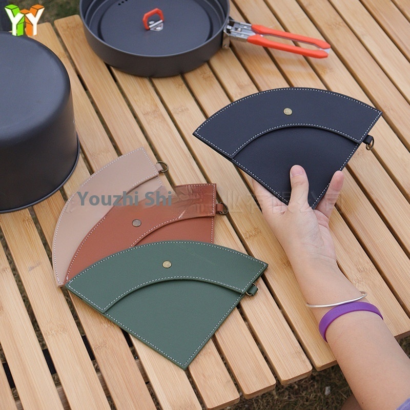 One Piece Coffee Filter Leather Case Outdoor Portable Coffee Filter Storage Hanging Bag Filter Paper Fan-shaped Leather Case