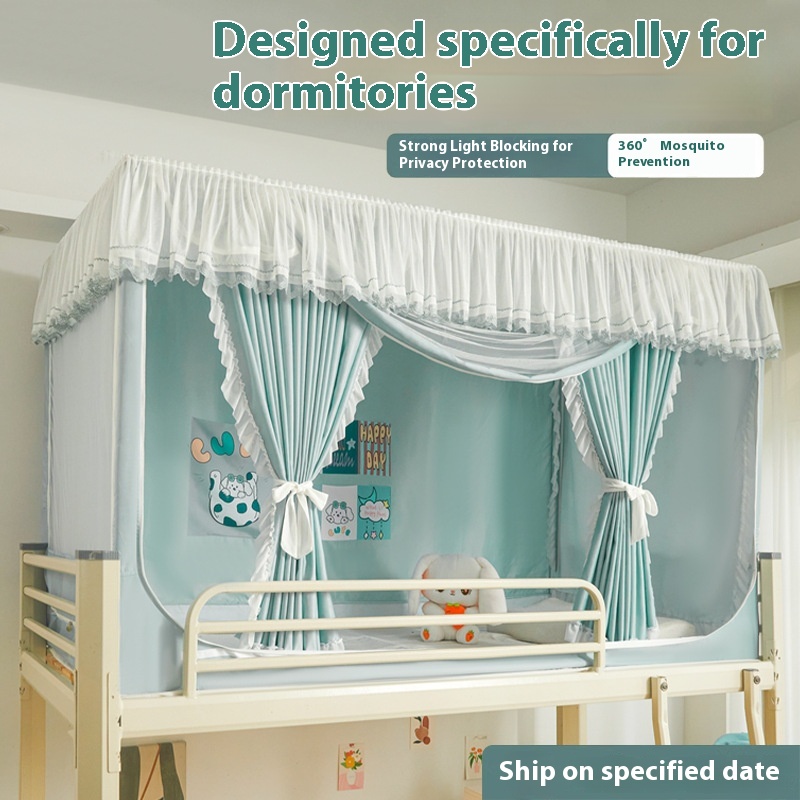 Strong Blackout Bed Curtain, College Dormitory Mosquito Net, All-In-One Style Single Bed Curtain For Upper And Lower Bunks