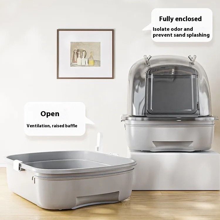 Cat Litter Box Oversized Fully Semi-enclosed Drawer-type Odor-proof And Splash-proof Cat Litter Box Cat Supplies Portable