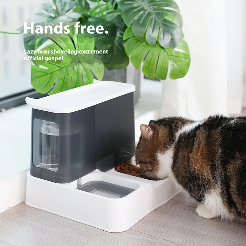 Cat Automatic Feeder Water Dispenser Large Capacity Cat Bowl Leak-proof Integrated Dog Bowl Double Bowl