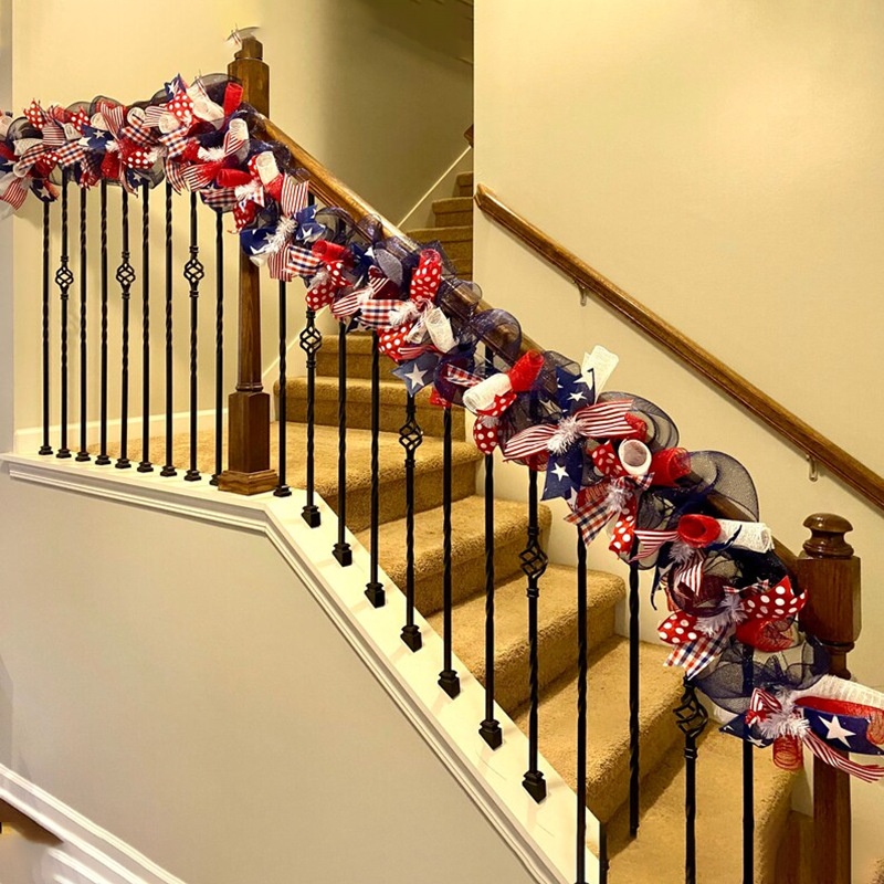 American Independence Day Garland Decoration Home Red Blue And White Decorative Net Hanging Ornaments