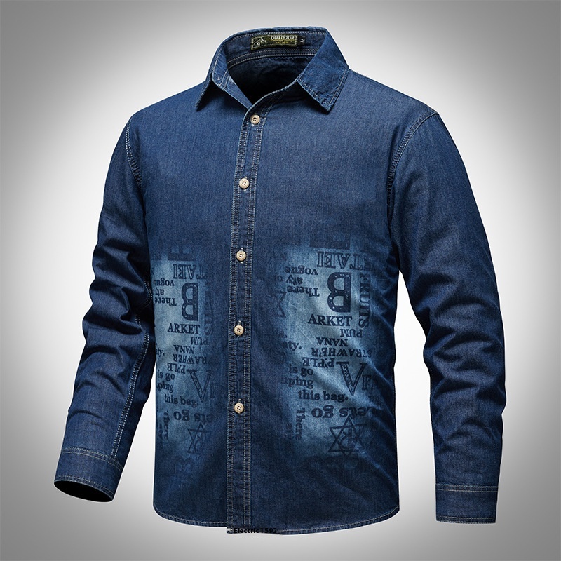 Tb Shirt Men's Cotton Denim Shirt Men's Shirt Long Sleeve Men's Shirt European And American Men's Shirt Men's Vintage