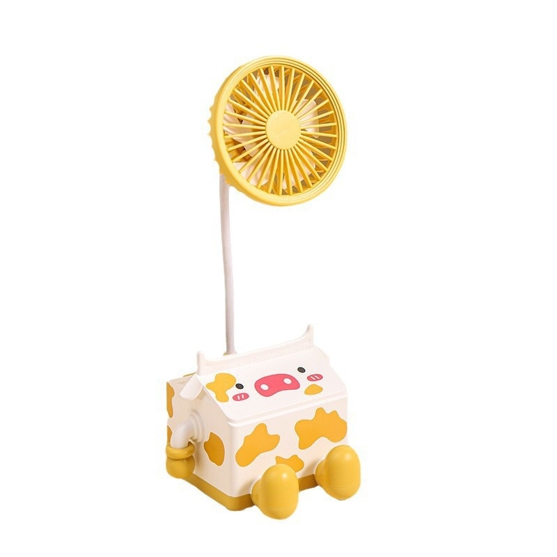Creative Milk Carton Desktop Fan USB Charging With Mobile Phone Holder Pen Holder Student Cute Handheld Fan