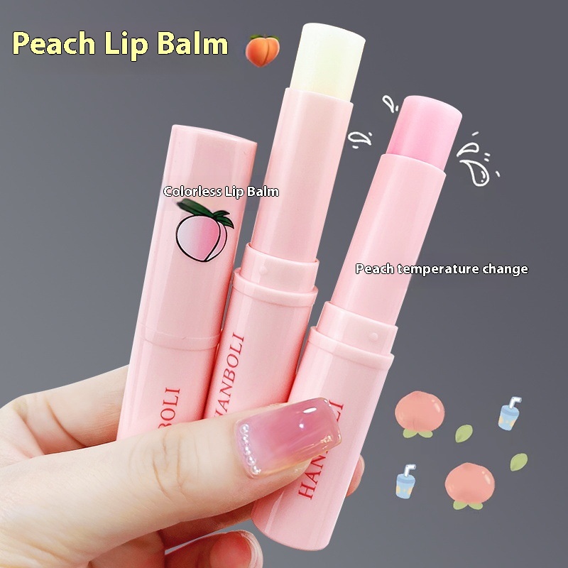 Autumn And Winter Peach Vaseline Lip Balm Moisturizing Lipstick Repair Base Color Changing Temperature Lip Balm