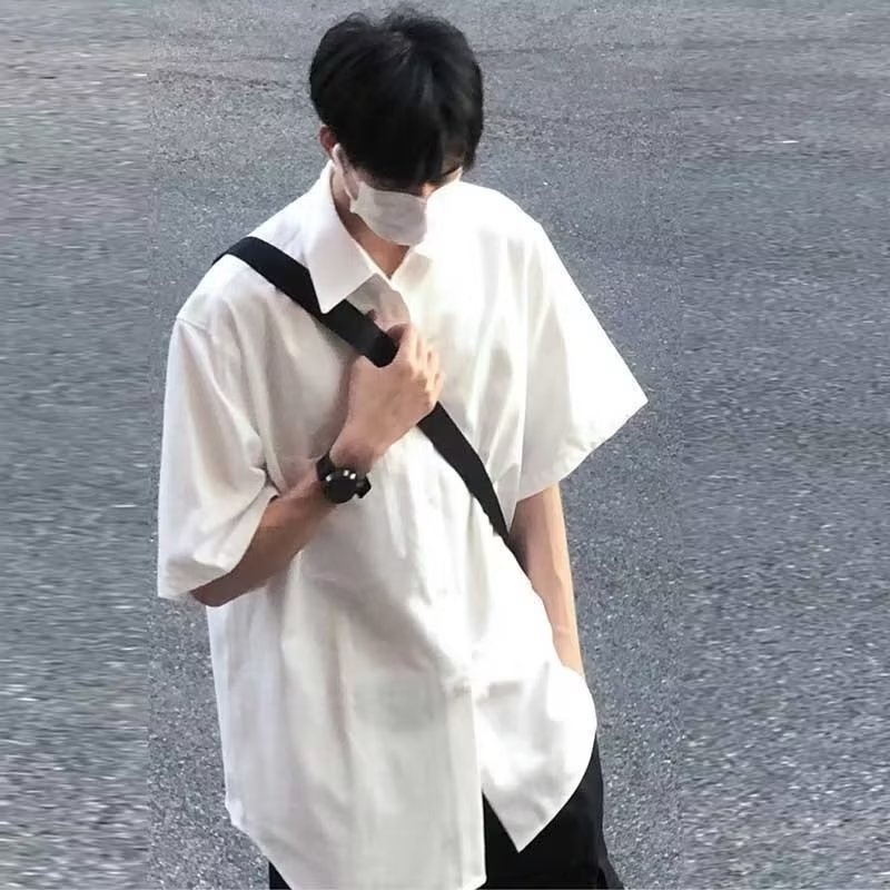 White Shirt Summer Design Short-sleeved Shirty Brand Handsome Men's Oversize Jacket