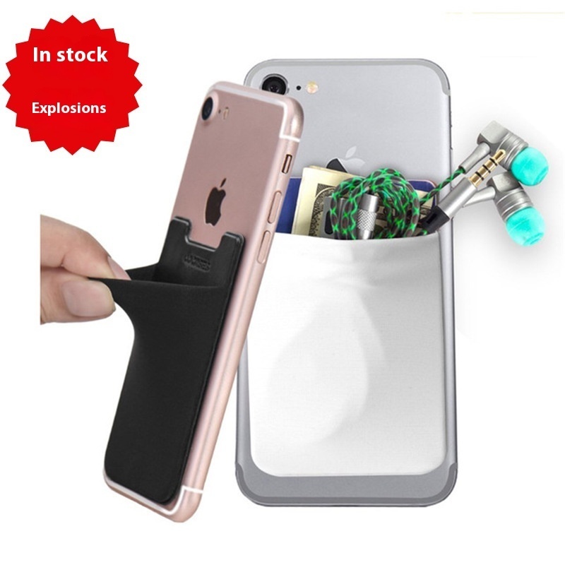 U-shaped Single-layer Lycra Mobile Phone Back Sticker Bus Bank Card Sticker Change Earphone Storage Bag