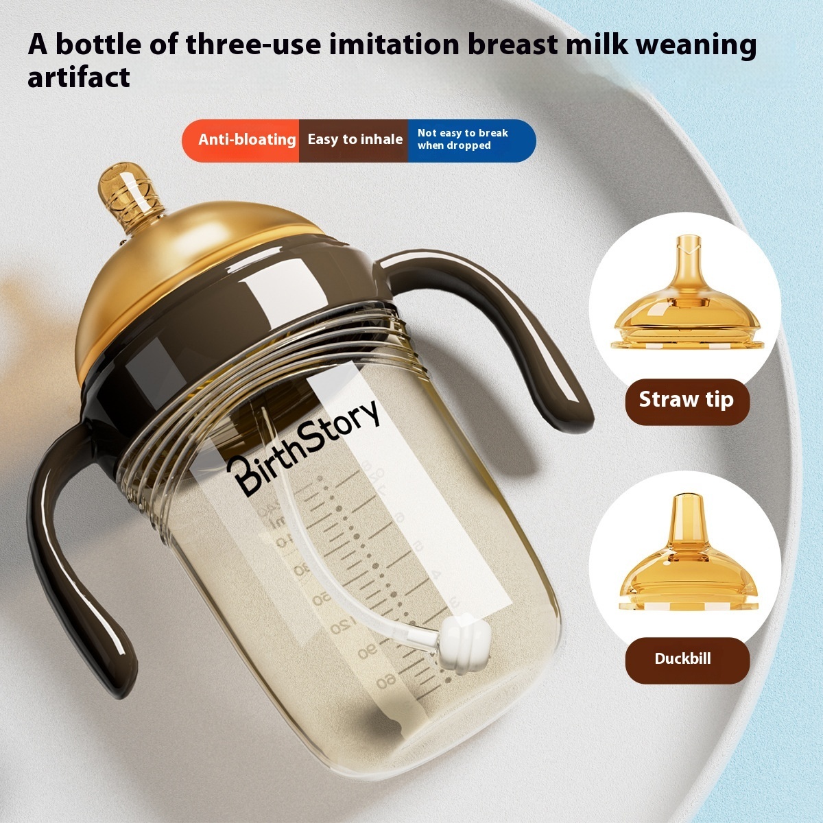 Baby Feeding Bottle Weaning Artifact Baby Drinking Cup One Cup Three-purpose Large Diameter Children Straw Cup Duckbill Anti-flatulence