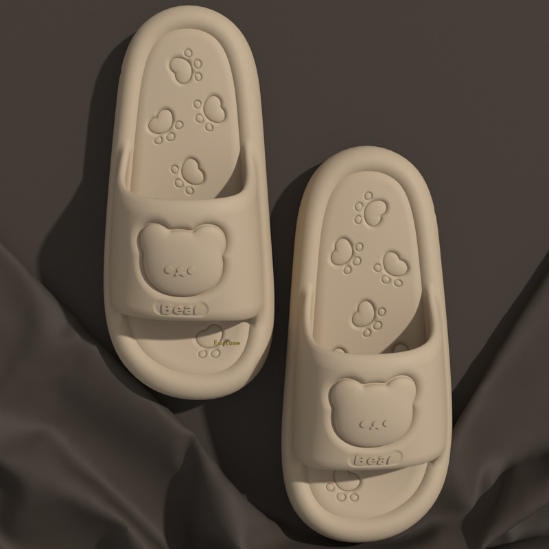 Cute Cartoon Bear Sandals For Women In Summer Thick-soled Height-enhancing Breathable Non-slip Couple Slippers For Men