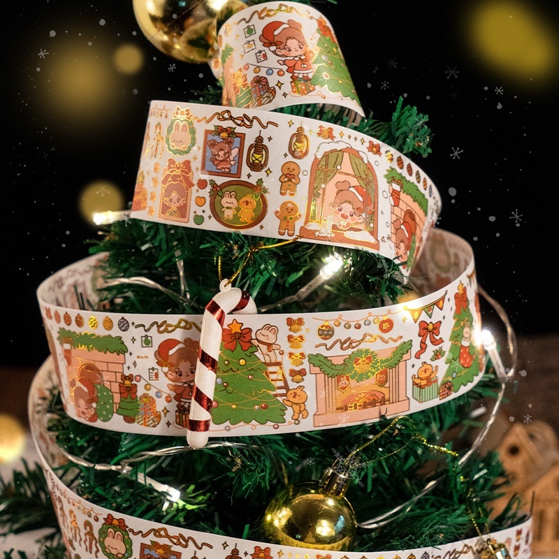 Good Day Hot Laser Gold Tape Puff Nana Christmas Series Cartoon Landscaping Handbook Material Sticker